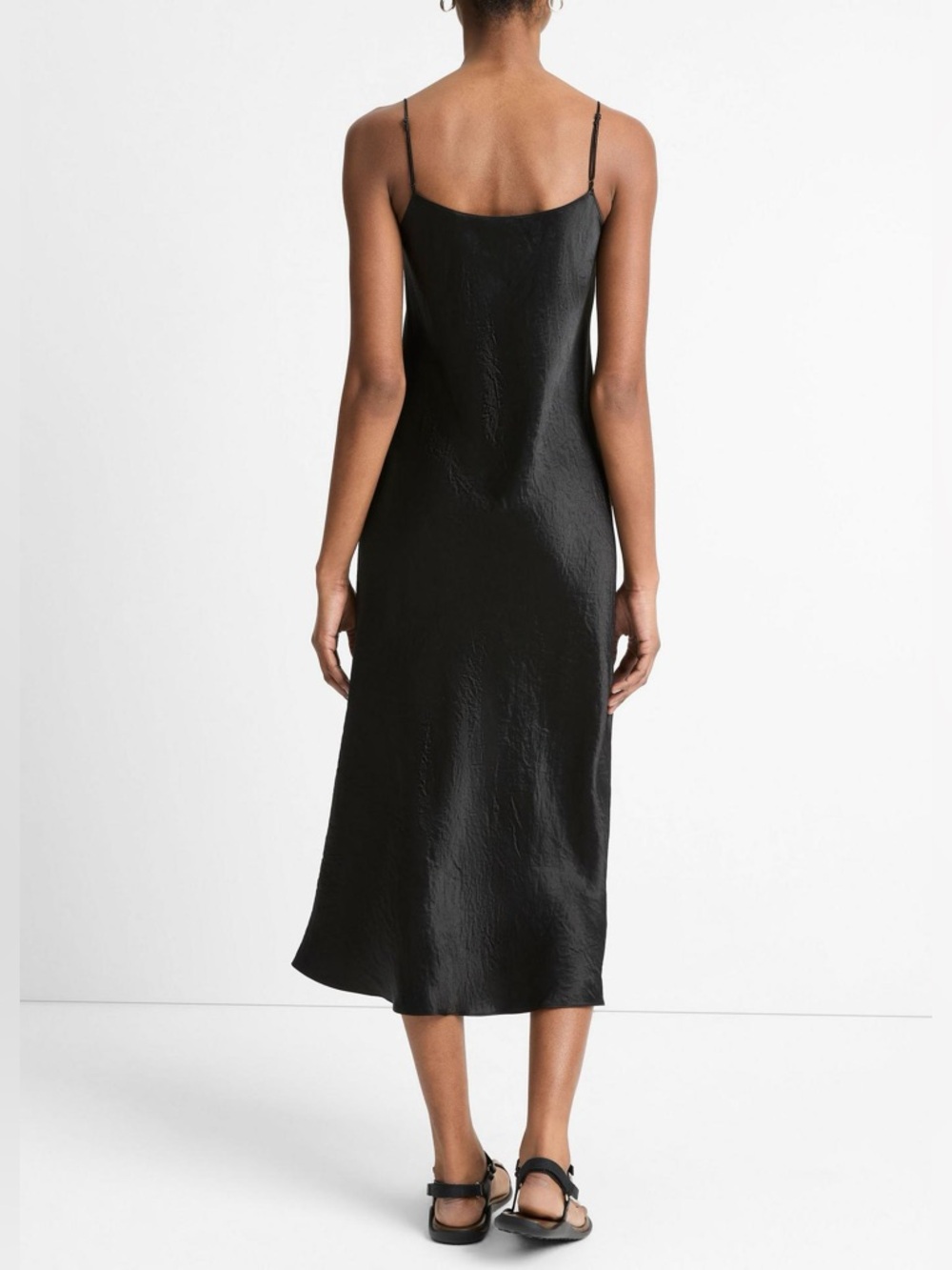 Vince Black Satin Midi Slip Dress, size S - Picture 3 of 7